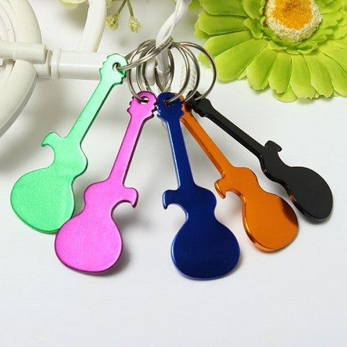 Guitar Shape Metal Alloy Finger Keychain Keyring Ring Bottle Wine Opener